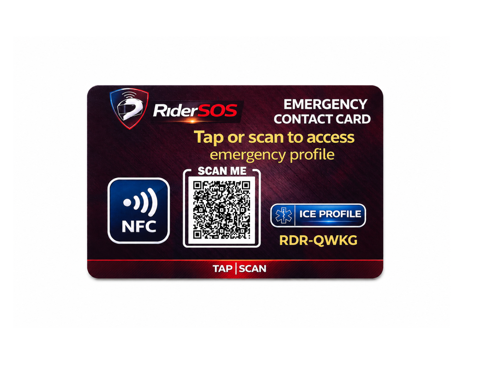 RiderSOS Emergency NFC Card material detail