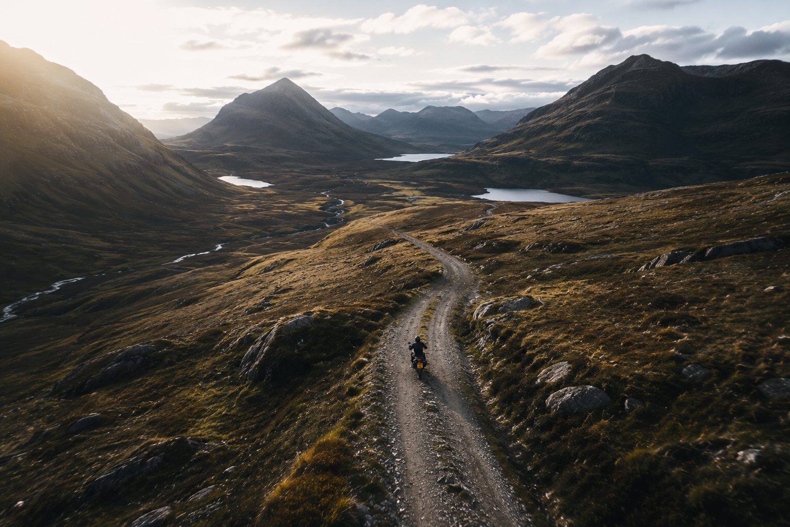 Rider on a remote mountain trail, backed up by RiderSOS