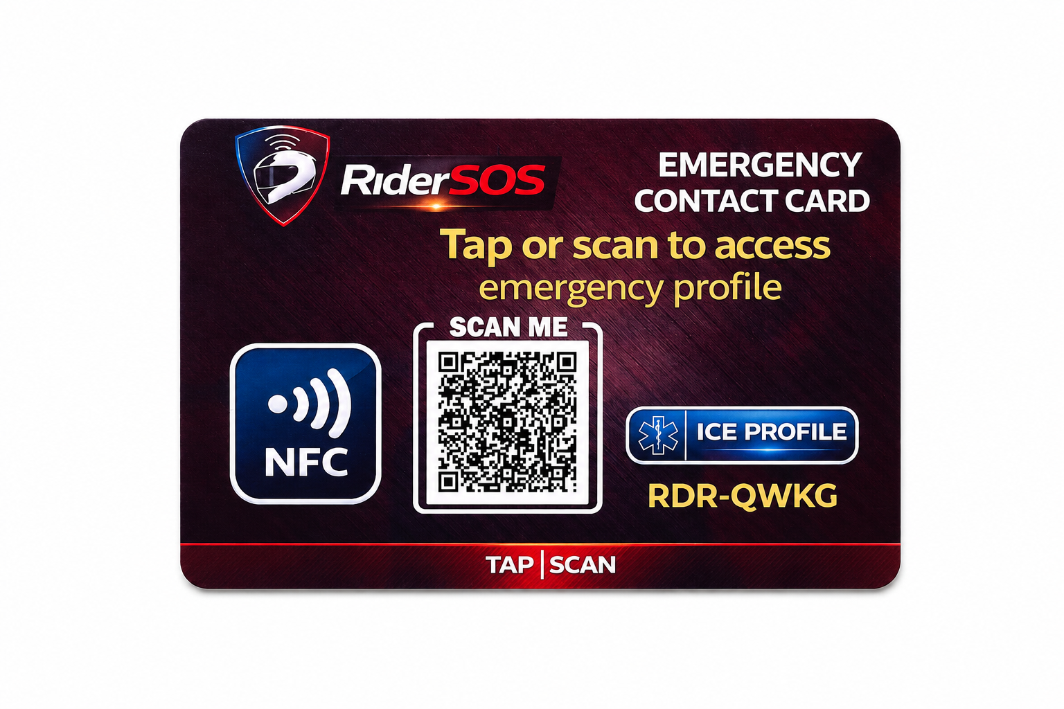 RiderSOS Emergency Card product detail