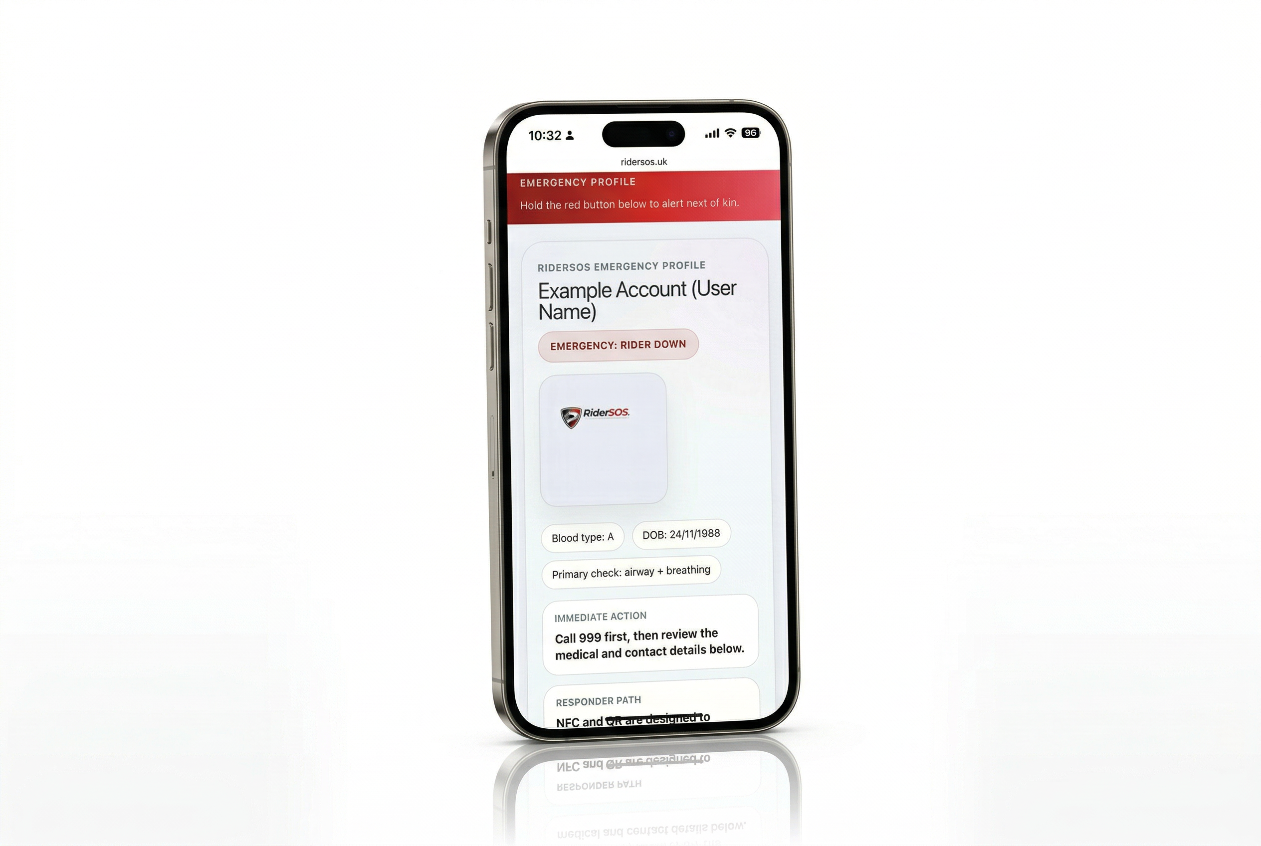 RiderSOS Emergency Helmet Tags & NFC Card